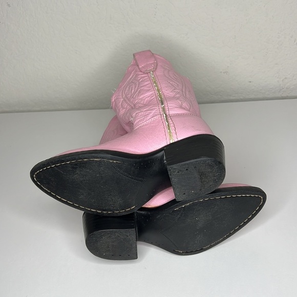 Old West Pink Childrens Girls Corona Leather J Toe Cowboy Western Boots Size 8.5 - Picture 10 of 17